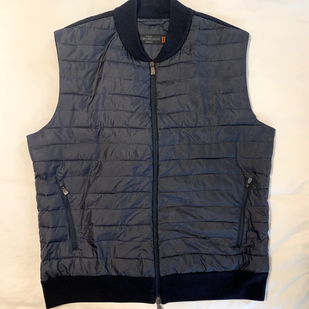 Corneliani Men’s Navy Blue Quilted Vest Waistcoat
